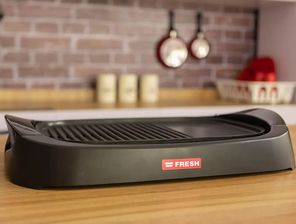 شواية كهربائية فريش هيلثي، 2000 وات، بدون غطاء، أسود، HG2000