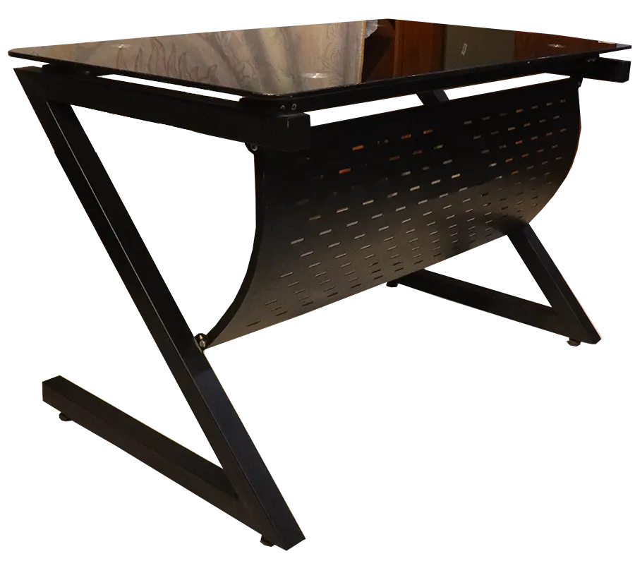 مكتب أنيق من الزجاج والمعدن ، 120×70 سم ، أسود