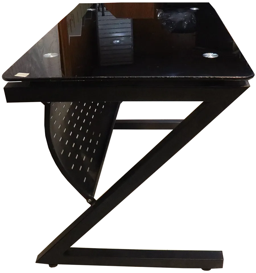 مكتب أنيق من الزجاج والمعدن ، 120×70 سم ، أسود