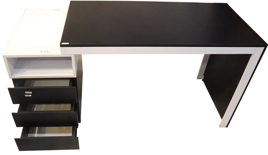 مكتب خشبي ، مكون من قطعتين ، 140 سم ، ابيض x اسود