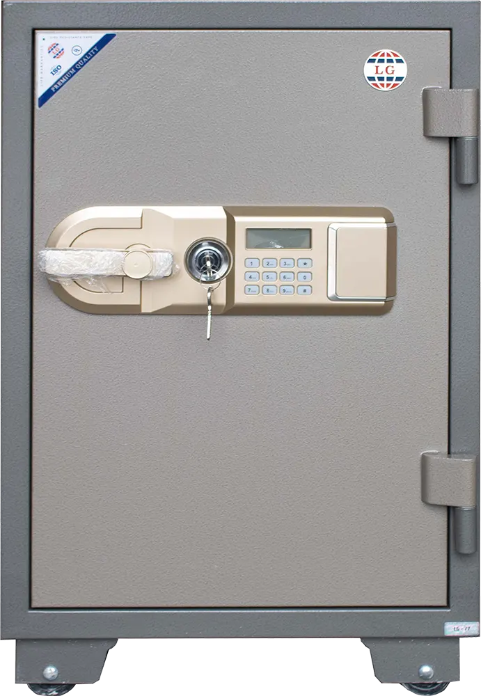 خزنة نقود إل جي فيتنامي، لوحة مفاتيح رقمية، قفل ميكانيكي للطوارئ، فولاذ مقوى، مقاومة للكسر والحرائق، 77×50×49 سم، رمادي، LG77E