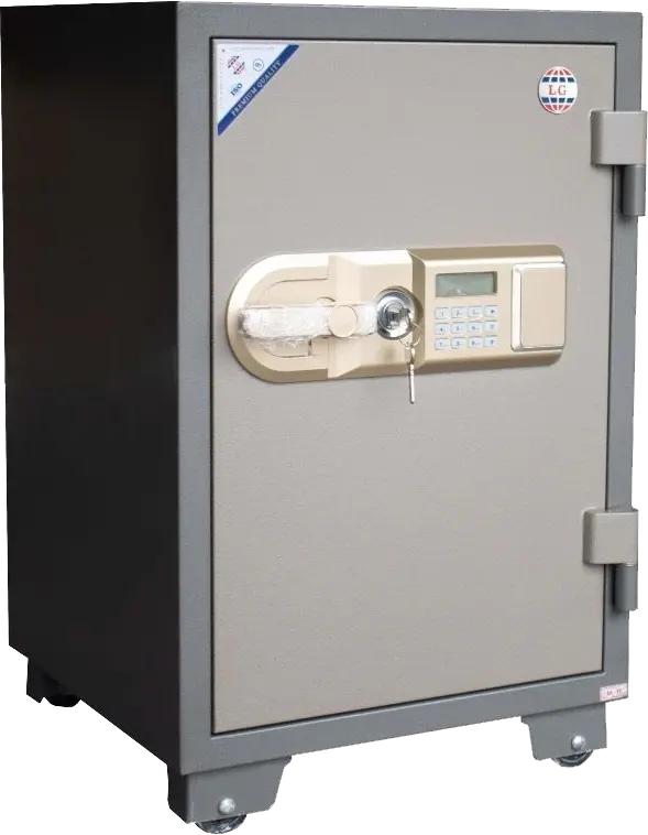 خزنة نقود إل جي فيتنامي، لوحة مفاتيح رقمية، قفل ميكانيكي للطوارئ، فولاذ مقوى، مقاومة للكسر والحرائق، 77×50×49 سم، رمادي، LG77E