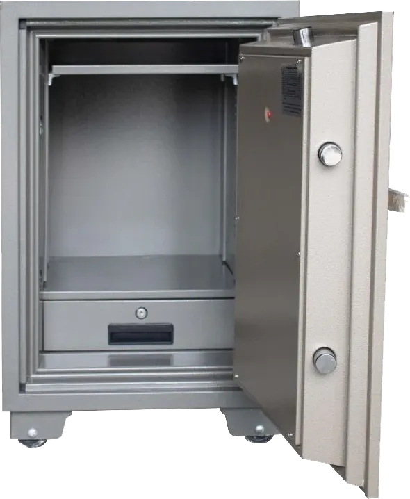 خزنة نقود إل جي فيتنامي، لوحة مفاتيح رقمية، قفل ميكانيكي للطوارئ، فولاذ مقوى، مقاومة للكسر والحرائق، 77×50×49 سم، رمادي، LG77E