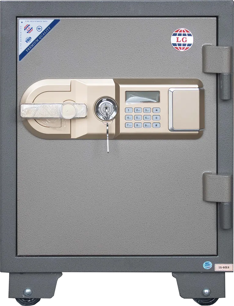 خزنة نقود إل جي فيتنامي، لوحة مفاتيح رقمية، قفل ميكانيكي للطوارئ، فولاذ مقوى، مقاومة للكسر والحرائق، 60×46×48 سم، رمادي، LG60E