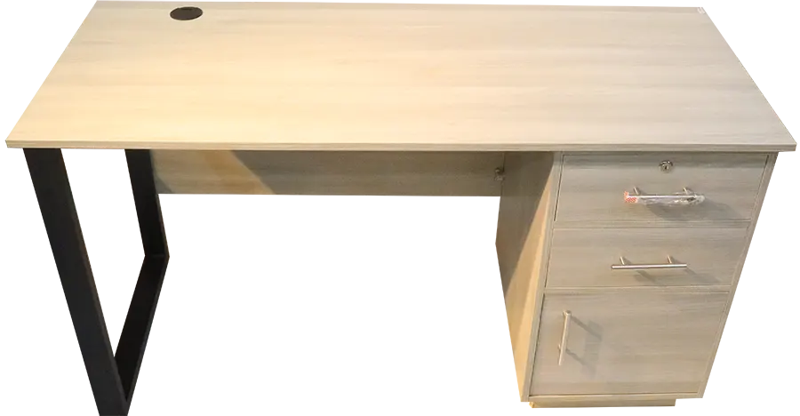 مكتب ايكون خشبي مزود بشاسيه معدن ، 60X140 سم ، بيج