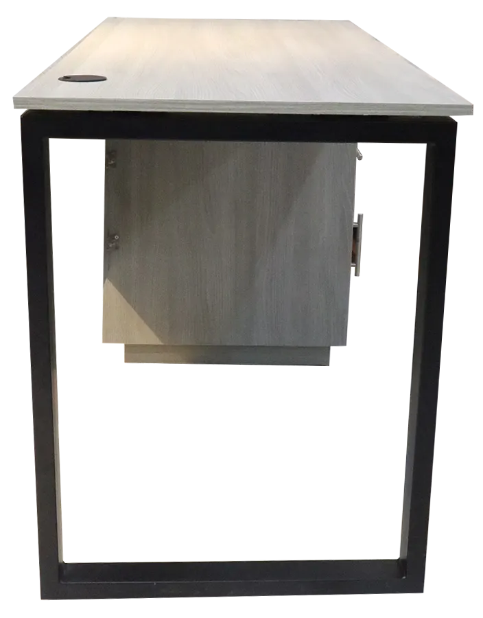 مكتب ايكون خشبي مزود بشاسيه معدن ، 60X140 سم ، بيج