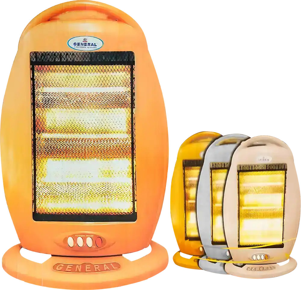 General Electric Halogen Heater, 1200 Watts, 3 Bulbs, Multi-Color, Model H102M