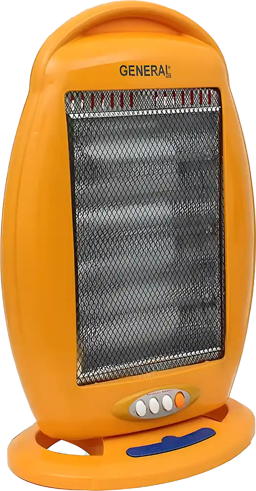 General Electric Halogen Heater, 1200 Watts, 3 Bulbs, Multi-Color, Model H102M