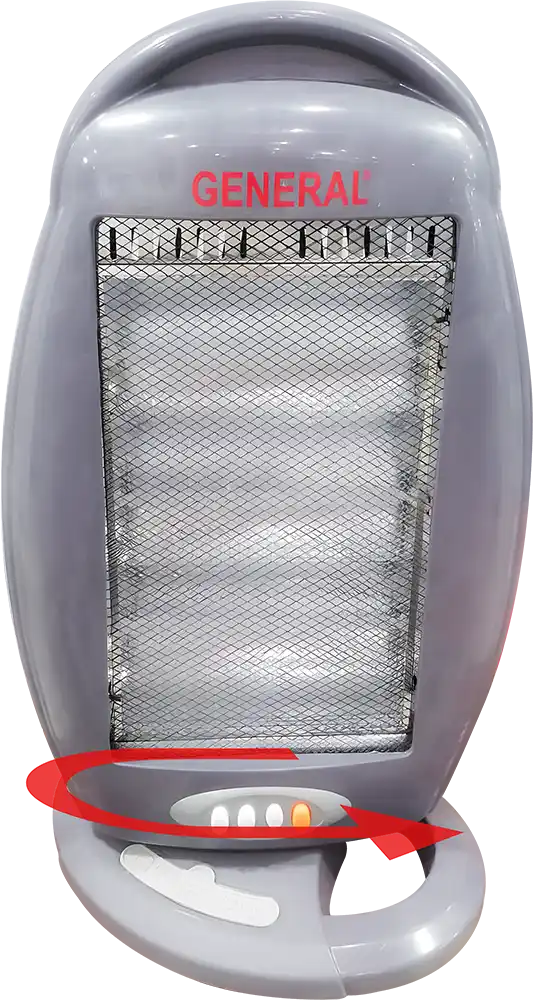 General Electric Halogen Heater, 1200 Watts, 3 Bulbs, Multi-Color, Model H102M