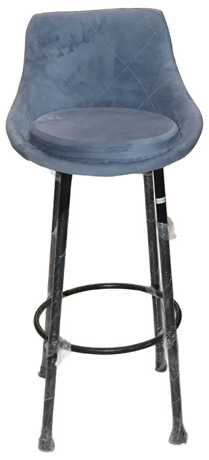 كرسي بار قطيفة ، ظهر عالي سادة ، لبني