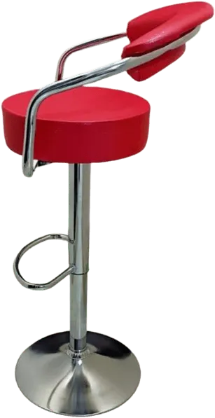 كرسى بار عالي ، جلد X معدن ، احمر