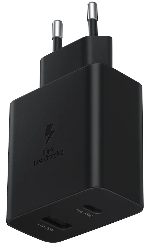 شاحن سامسونج سريع، 35 وات، منفذين شحن، Type-C و USB-A، أسود، EP-TA220NBEGWW