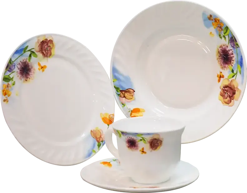 طقم عشاء اركوبال دائري، 58 قطعة، أبيض