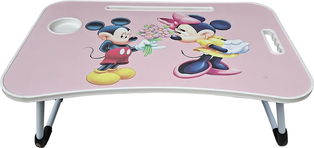 ترابيزة لابتوب محمولة للأطفال، قابلة للطي مع حامل أكواب وفتحة للتابلت، مناسبة للرسم والكتابة والقراءة، خفيفة الوزن، أشكال ديزني متعددة