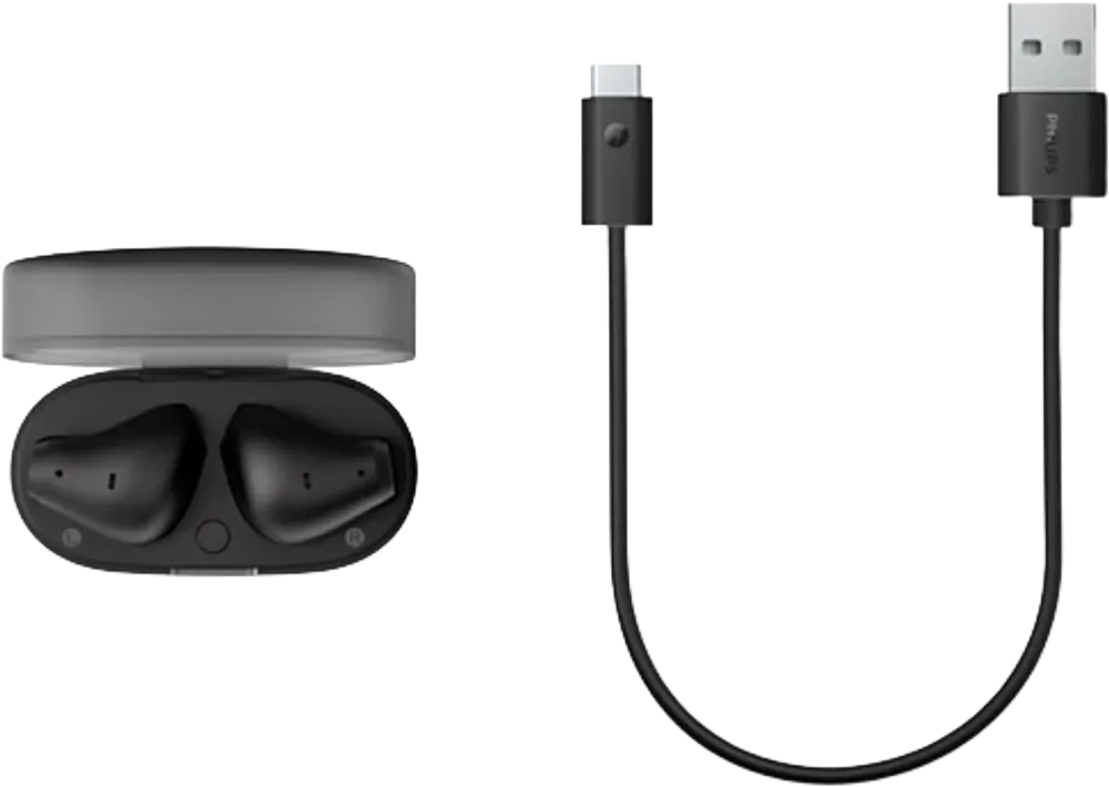 سماعات أذن لاسلكية من فيليبس سيريس 2000، بلوتوث 5.3، مقاومة للماء IPX4، مدة تشغيل تصل إلى 28 ساعة، أسود، TAT2139BK-97