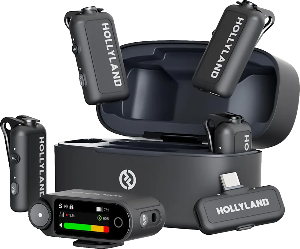 ميكروفون مكثف لاسلكي هولي لاند لارك ماكس 2، تردد 2.4 جيجا هرتز، 4 قنوات صوتية،  4 أجهزة ارسال، نمط التقاط متعدد الأتجاهات، مدى 340 متر، رمادي،M71CB3