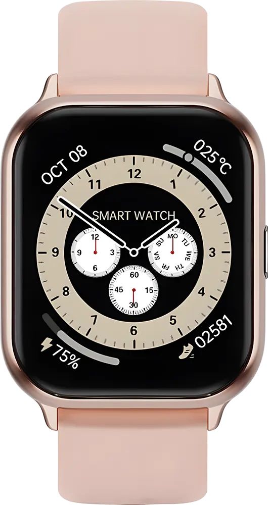 ساعة ذكية من سمارت جيت SGW-SGLD، شاشة لمس عالية الدقة 1.83 بوصة، بلوتوث V5.3، مقاومة للماء IP68، بطارية تدوم حتى 7 أيام، حزام سيليكون، لون ذهبي وردي