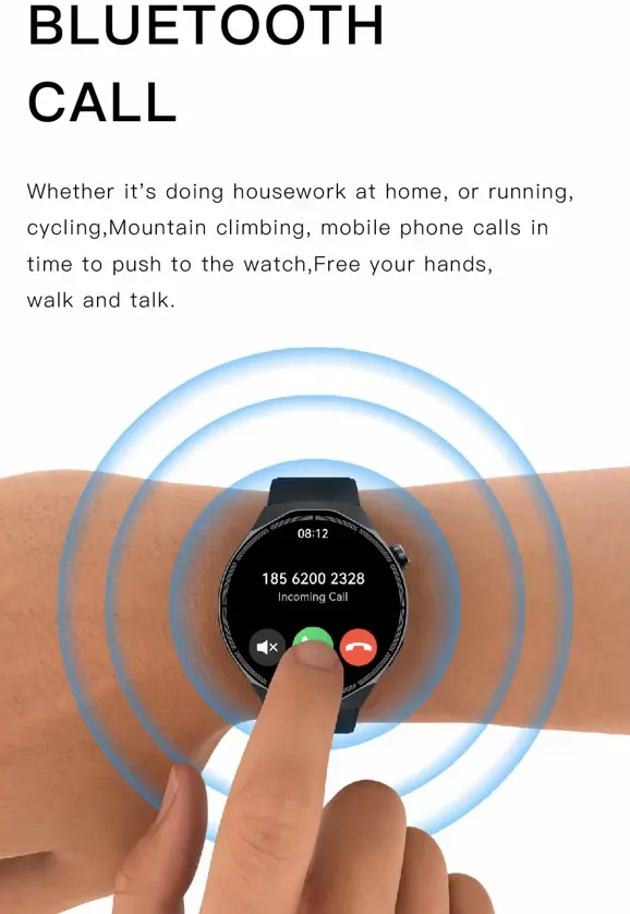 ساعة ذكية SGW-PRO من سمارت جيت، شاشة لمس AMOLED مقاس 1.73 بوصة، بلوتوث V5.3، مقاومة للماء IP68، بطارية 400 مللي أمبير، لون أسود