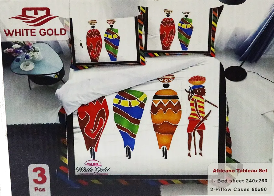 طقم ملاية افريكانو كبير ، مقاس 240x260 ، مكونة من 3 قطع ، اشكال متعددة