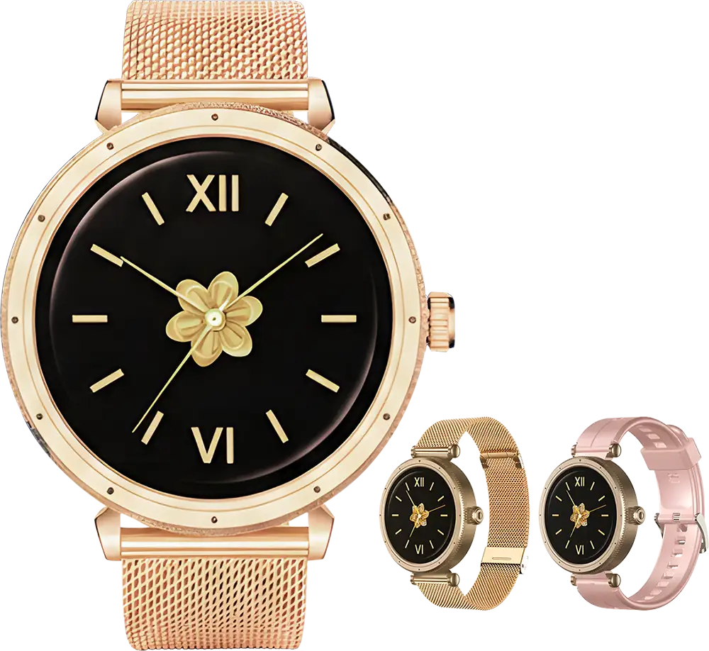 ساعة ذكية ذكية من سمارت جيت ليدي SGW-LGLD، شاشة لمس AMOLED مقاس 1.91 بوصة، بلوتوث V5.3، مقاومة للماء IP68، بطارية 200 مللي أمبير، لون ذهبي