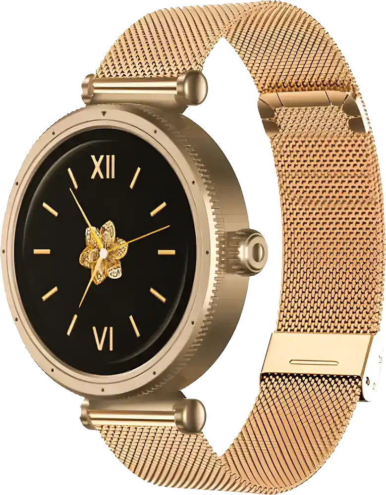 ساعة ذكية ذكية من سمارت جيت ليدي SGW-LGLD، شاشة لمس AMOLED مقاس 1.91 بوصة، بلوتوث V5.3، مقاومة للماء IP68، بطارية 200 مللي أمبير، لون ذهبي