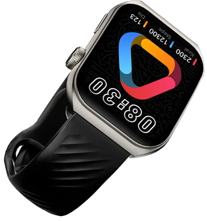 ساعة سمارت من كيو سي واي، شاشة AMOLED مقاس 1.96 إنش، مكالمات بلوتوث، مقاومة للماء ipx7، بطارية تدوم 10 أيام، أسود، GS2