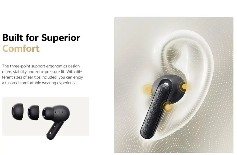 سماعة اذن لاسلكية كيو سي واي T15، بلوتوث 5.5، خاصية ANC تكيفي حتى 45 ديسيبل، وقت تشغيل 25 ساعة، رمادي غامق، BH24HT15A