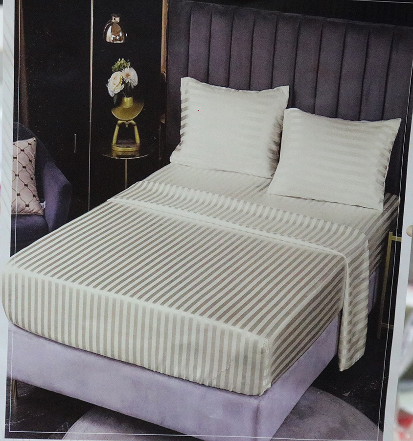 ملايه استك كلاس كبير ، 4 قطع ، مقاس 180*200 ، ابيض