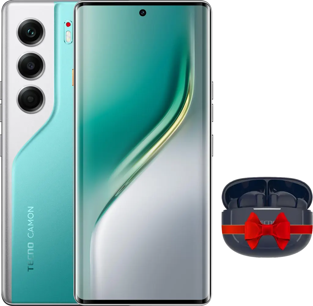 موبايل تكنو كامون 40 برو، ذاكرة 256 جيجابايت، رامات 8 جيجابايت، شبكة الجيل الخامس، أخضر + ايربودز تكنو 4