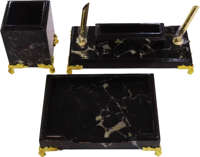 طقم مكتب خشب ، مكون من 8 قطع ، أسود رخامي، 658 K-MAX BS