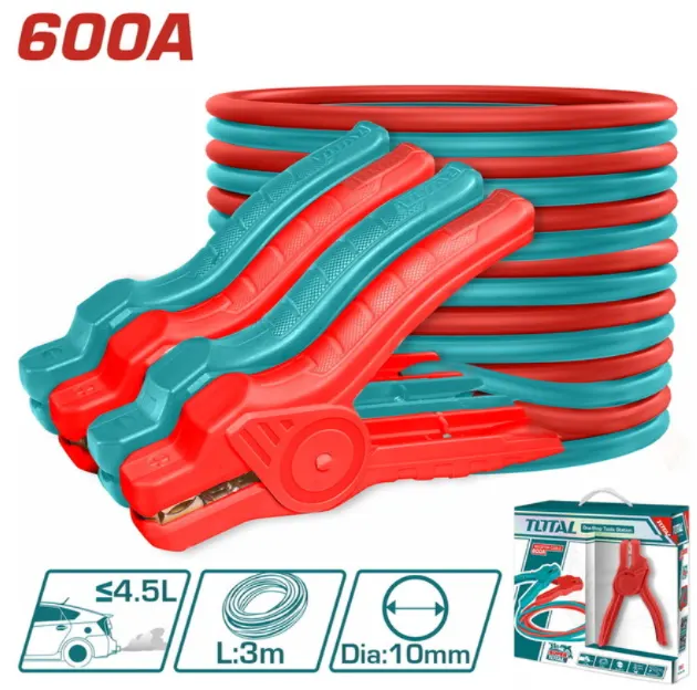 كابل توصيل بطاريه سياره توتال تولز ، 600 امبير ، 3 متر ، احمرXاسود ، PBCA16008