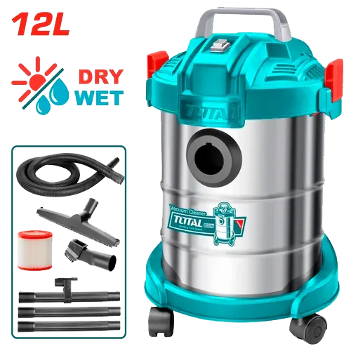 مكنسه كهربائية برميل توتال تولز ، 800 وات ، 1 موتور ، 12 لتر ، TVC14122