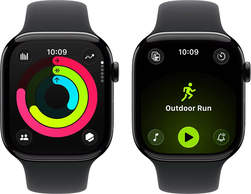 ساعة ابل سيريس 11، 46 مم، شاشة OLED، (GPS)، مقاومة للماء، هيكل من الألومنيوم، أسود