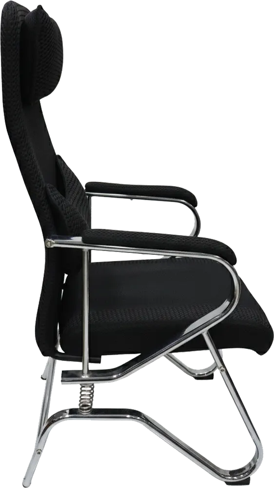 كرسي انتظار مزود بسوسته، هيكل معدني صلب، مسند رأس مبطن، أسود،  MN 02