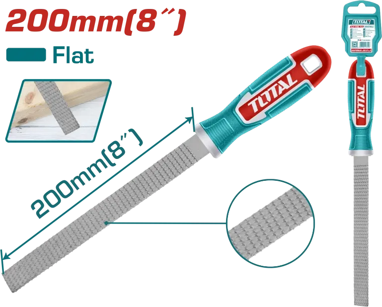 مبرد خشب معدني توتال تولز ، 8 بوصة ، مبطط باليد ، THT91586