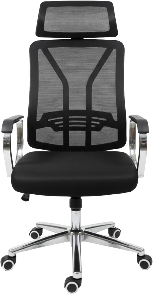 كرسي مكتب هيدروليك، ظهر مرتفع مع مسند رأس، ظهر شبكي، يد ثابتة، أسود، MN-171H