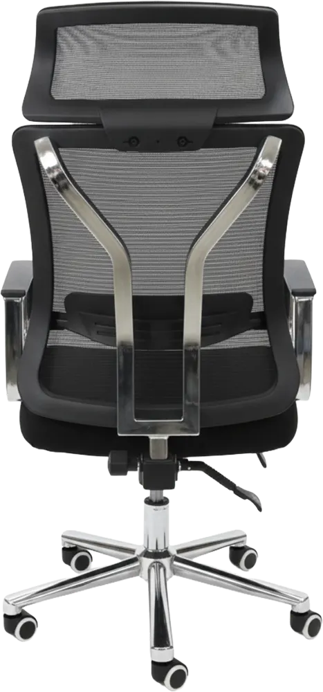 كرسي مكتب هيدروليك، ظهر مرتفع مع مسند رأس، ظهر شبكي، يد ثابتة، أسود، MN-171H