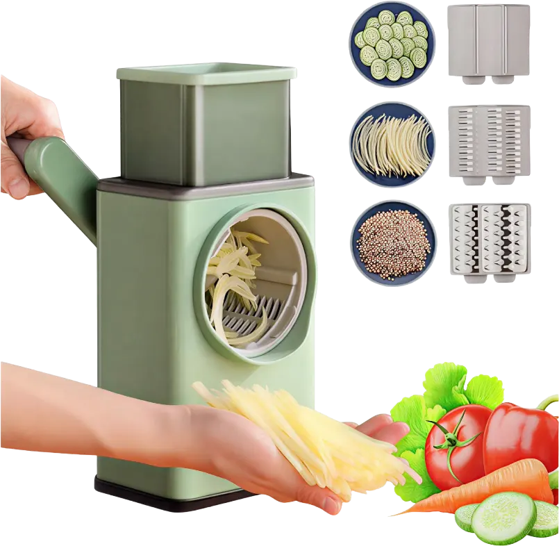 قطاعة خضروات متعددة الوظائف، 2 شفرات تقطيع وشفرة مبشرة، أخضر، 125226