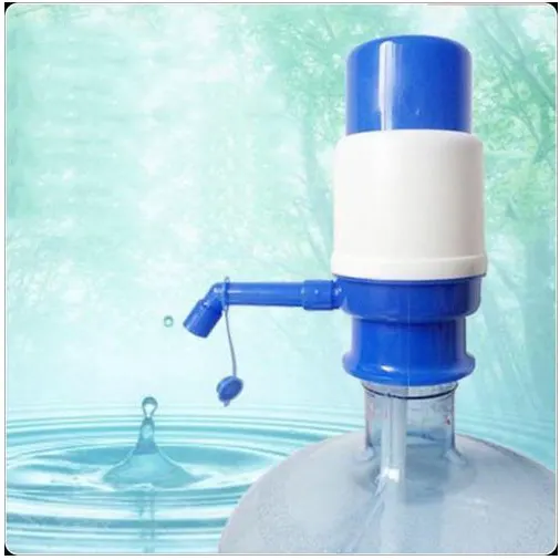 Manual water bottle pump, white and blue, 388