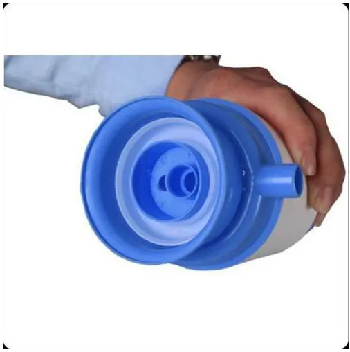 Manual water bottle pump, white and blue, 388