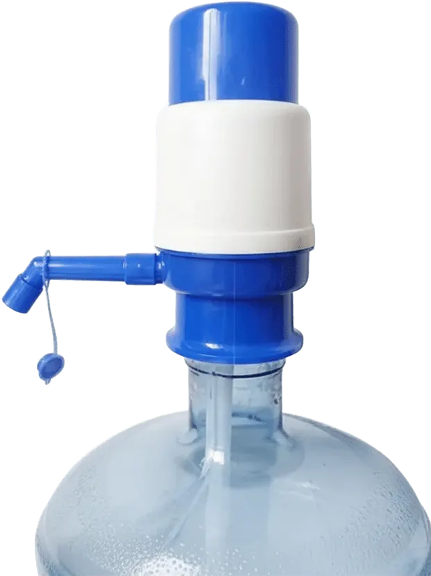 Manual water bottle pump, white and blue, 388