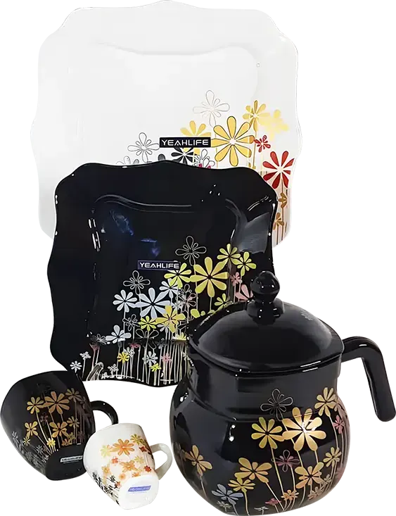 طقم اركوبال ياه لايف 60 قطعة، مثمن الشكل، لون اسود وأبيض ، موديل Y19064-1