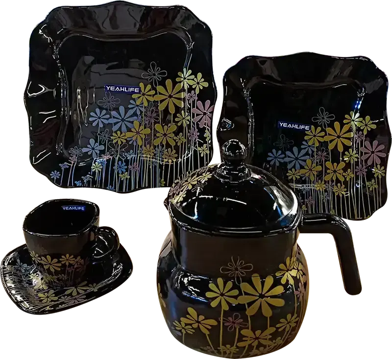 طقم اركوبال ياه لايف 60 قطعة، مثمن الشكل، لون اسود ، موديل Y19064-1