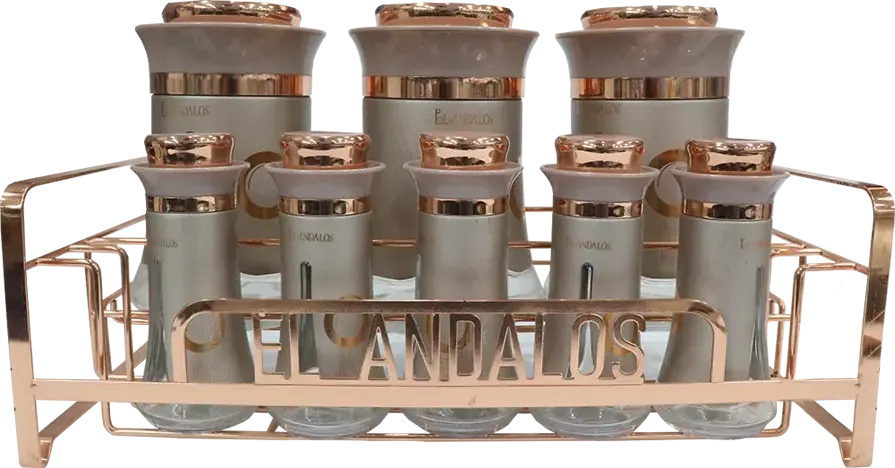 طقم توابل من الاندالس ، روز ، 8 قطع + حامل معدني، 05