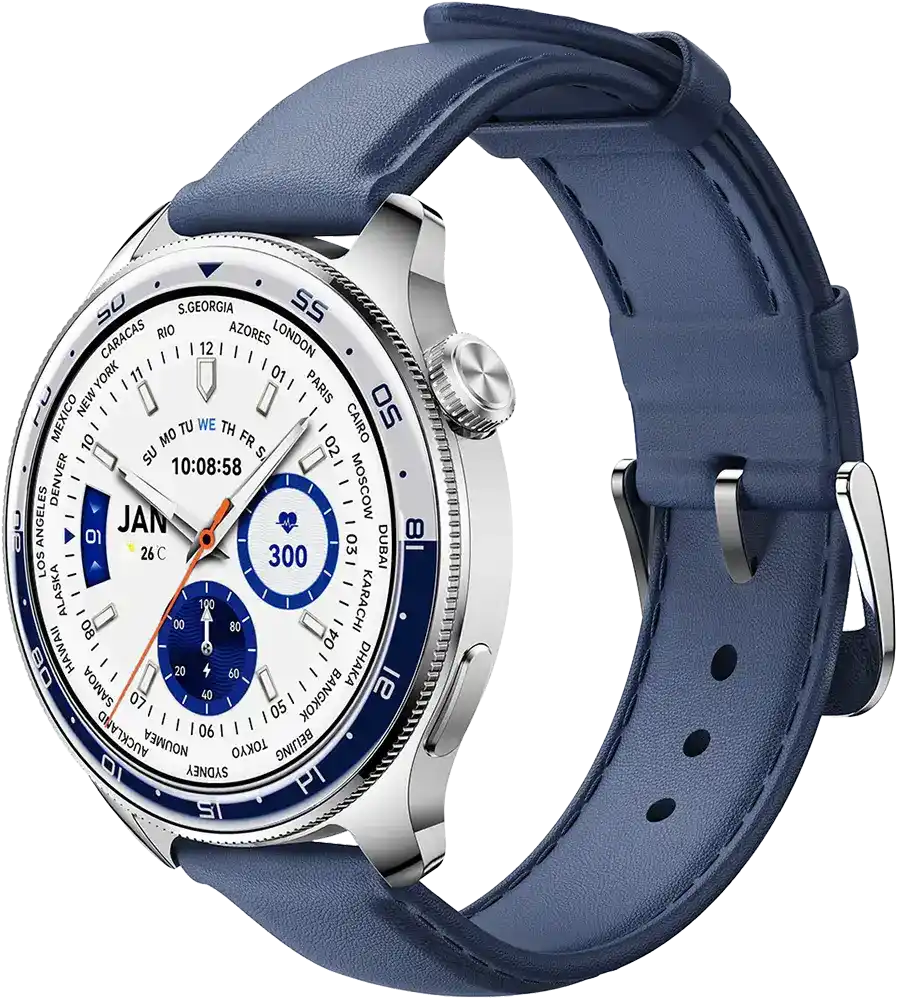 ساعة جوي روم كلاسيك الذكية، بلوتوث 5.4، شاشة لمس أموليد 1.43 بوصة، مقاومة للماء، حزام جلد، بطارية 300 مللي أمبير، أزرق، JR-FC3