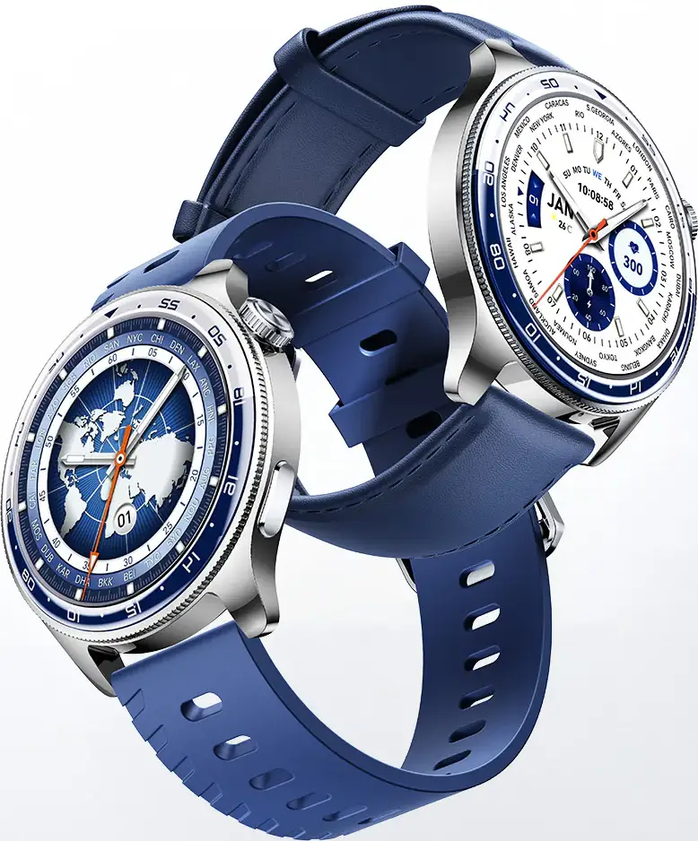 ساعة جوي روم كلاسيك الذكية، بلوتوث 5.4، شاشة لمس أموليد 1.43 بوصة، مقاومة للماء، حزام جلد، بطارية 300 مللي أمبير، أزرق، JR-FC3