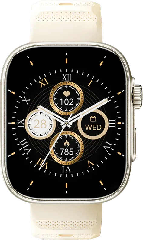 ساعة ايتل ستورم الترا الذكية، بلوتوث 5.3، شاشة لمس TFT مقاس 2.02 بوصة، مقاومة للماء، سوار سيليكون، بطارية 300 مللي أمبير، لون ذهبي شامبانيا، ISW-023