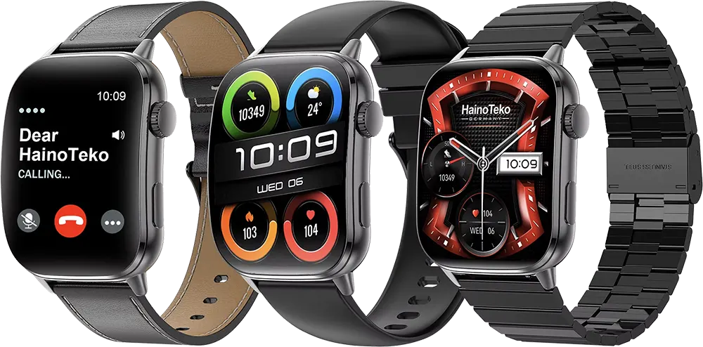 ساعة هاينو تيكو-14 الذكية، شاشة AMOLED مقاس 2.04 بوصة، مقاومة للماء، بطارية 350 مللي أمبير-ساعة، 3 أحزمة، متعددة الألوان