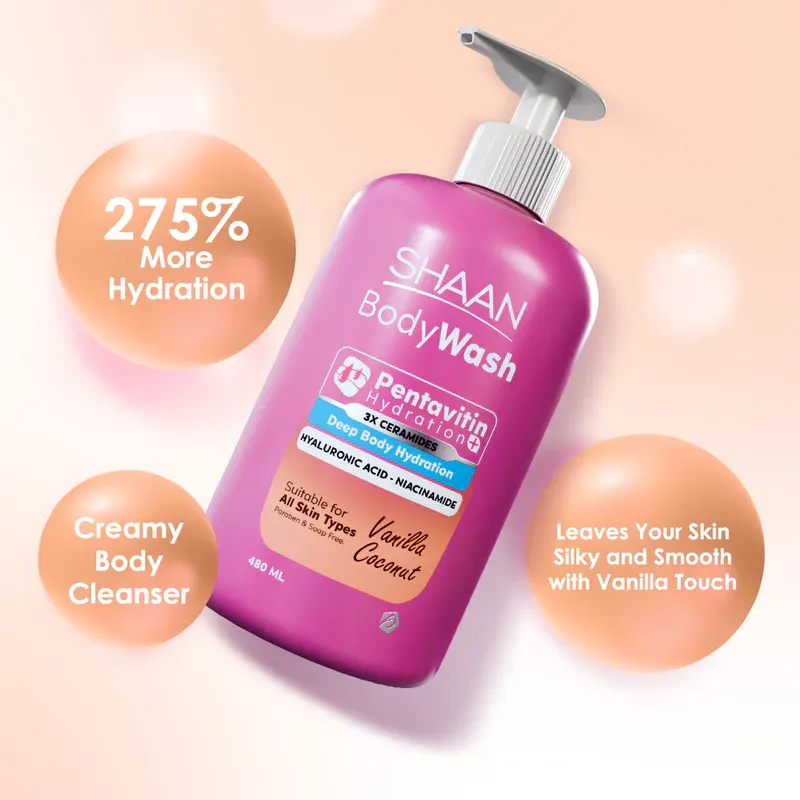 غسول الجسم بالفانيليا وجوز الهند من شان، 480 مل