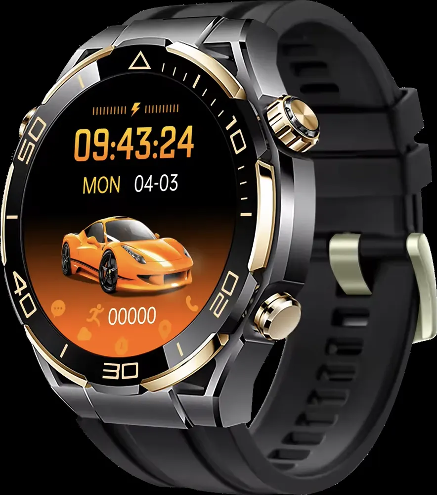 ساعة هاينو تيكو الذكية، شاشة AMOLED مقاس 1.43 بوصة، مقاومة للماء، عمر بطارية يصل إلى 5 أيام، 3 أحزمة، الأسود، RW-68